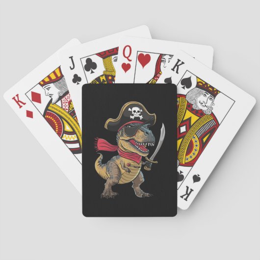 Piraat Dinosaurus T-Rex Grappig Halloween Kostuum Pokerkaarten (Achterkant)