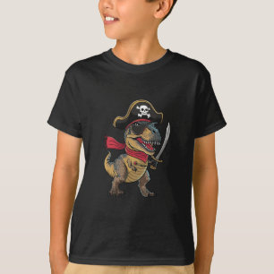 Piraat Dinosaurus T-Rex Grappig Halloween Kostuum T-shirt