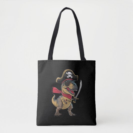 Piraat Dinosaurus T-Rex Grappige Halloween Kostuum Tote Bag (Voorkant)