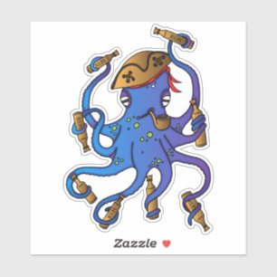 Piraat Drink Octopus en Rum Bottles Nautical Sticker