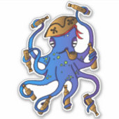 Piraat Drink Octopus en Rum Bottles Nautical Sticker (Voorkant)