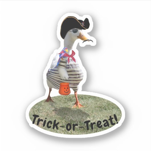 Piraat Eend Halloween Sticker (Voorkant)