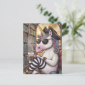 Piraat Eenhoorn met een Koffie Briefkaart (Staand voorkant)