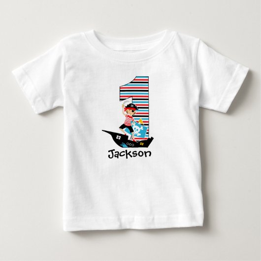 Piraat Eerste Verjaardag T-shirt (Voorkant)
