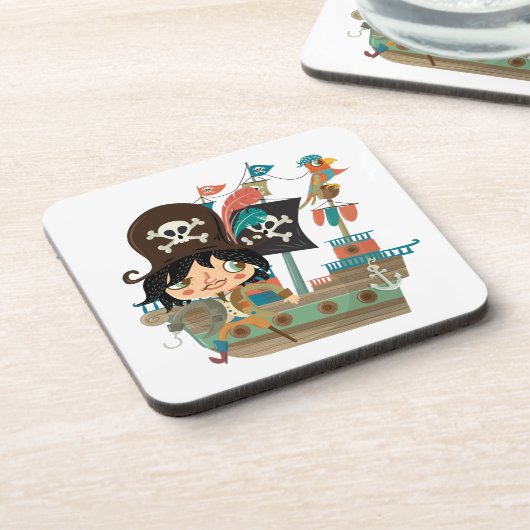 Piraat en het Schip van de Piraat Drankjes Onderzetter (Linkerzijde)