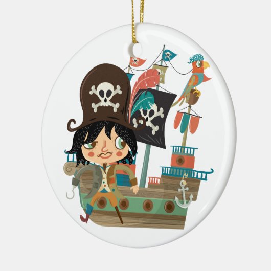 Piraat en het Schip van de Piraat Keramisch Ornament (Links)