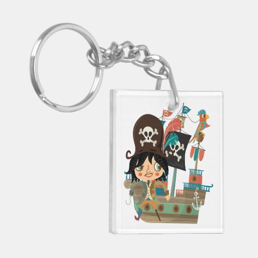 Piraat en het Schip van de Piraat Sleutelhanger (Voorkant Links)