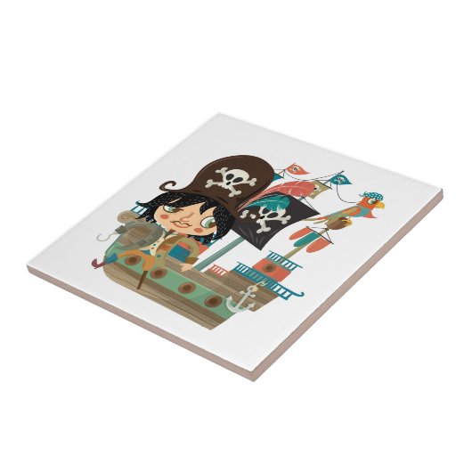 Piraat en het Schip van de Piraat Tegeltje (Zijkant)