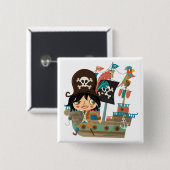 Piraat en het Schip van de Piraat Vierkante Button 5,1 Cm (Voorkant /achterkant)