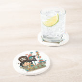 Piraat en het Schip van de Piraat Zandsteen Onderzetter (Zijkant)