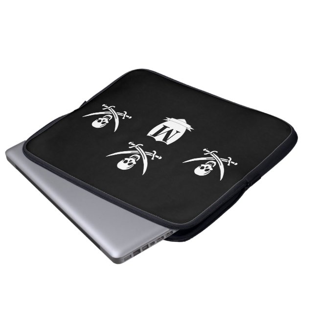 Piraat en monogram laptop sleeve (Voorkant onderkant)