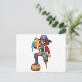 Piraat en papegaai briefkaart (Staand voorkant)