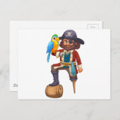 Piraat en papegaai briefkaart (Voorkant / Achterkant)