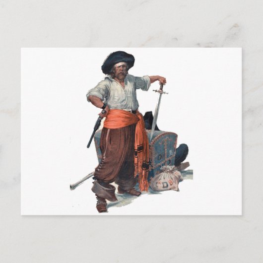 Piraat en schatten briefkaart (Voorkant)