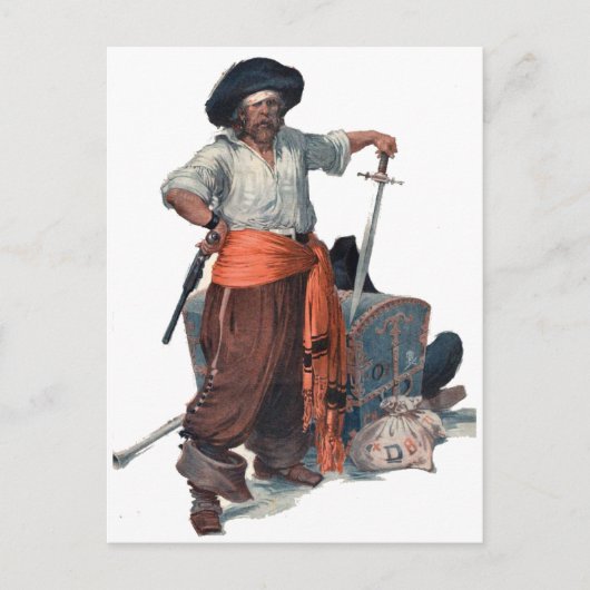 Piraat en schatten briefkaart (Voorkant)