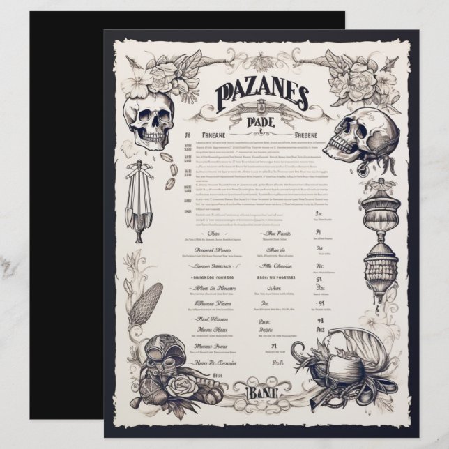 Piraat Fantasie Menu (Voorkant / Achterkant)