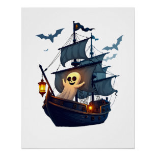 Piraat Geest Schip � Eng Halloween T-shirt Perfect Poster