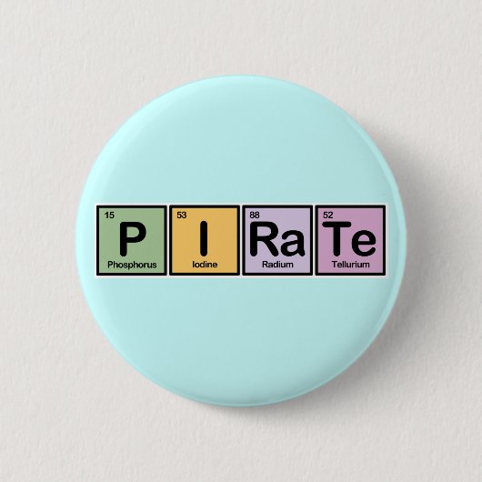 Piraat gemaakt van elementen ronde button 5,7 cm (Voorkant)