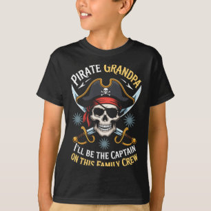 Piraat grootvader skelet vrijbuiter boot kapitein t-shirt