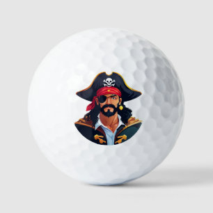 Piraat hoofd met hoed zeiler en Ooglapje en Beer Golfballen