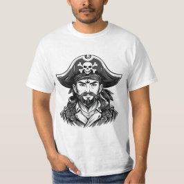 Piraat hoofd met hoed zeiler en Ooglapje en Beer T-shirt