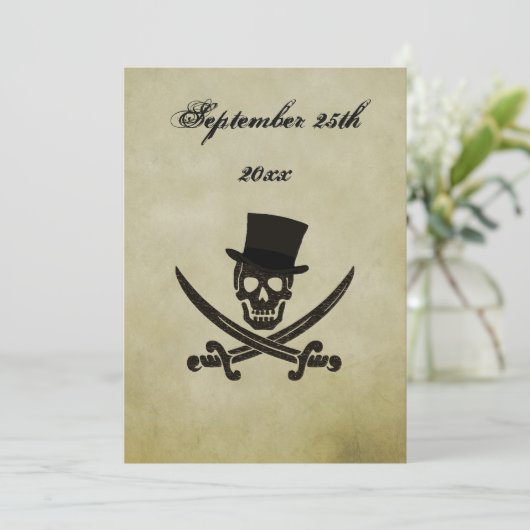 Piraat Huwelijks Uitnodiging (Staand voorkant)