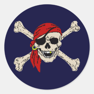 Piraat, Jolly Roger, Skull Ronde Sticker