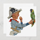  piraat, jongen met Parrot Bird Invitation Kaart (Voorkant / Achterkant)