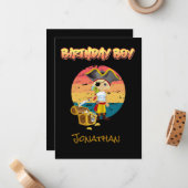 Piraat jongen verjaardagsthema notitiekaartje (Voorkant / Achterkant in situ)