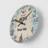  piraat kaart Anchor Nautical Boy Bedroom Ronde Klok (Hoek)