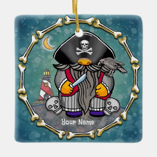 Piraat kabouter  keramisch ornament (Voorkant)