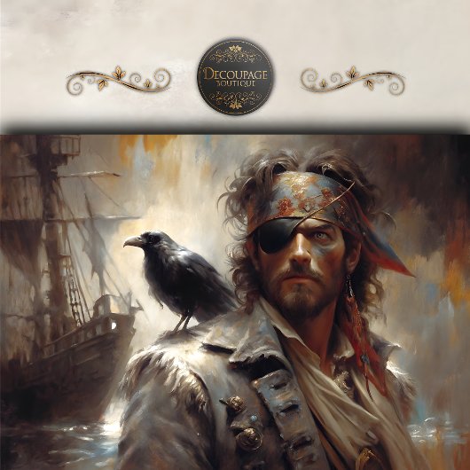 Piraat Kapitein Raven Portret Decoupage Tissuepapier