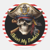Piraat Kapitein Ronde Sticker (Voorkant)