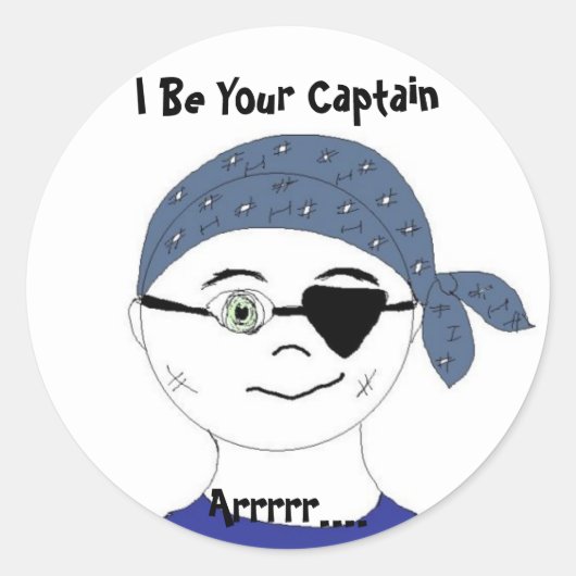 Piraat Kapitein Ronde Sticker (Voorkant)
