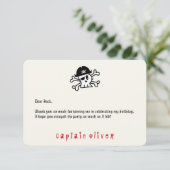 Piraat Kapitein Skull Kids Verjaardag Bedankkaart (Staand voorkant)