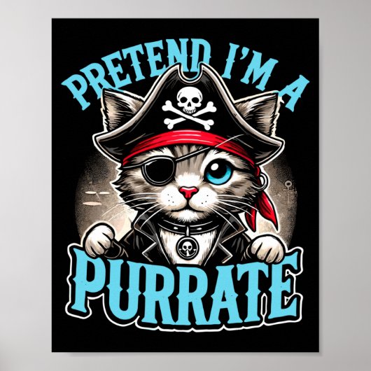 Piraat kat _ doe alsof ik een piraat ben _ schatti poster (Voorkant)