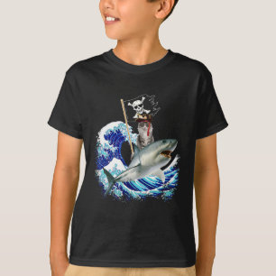 Piraat Kat Ridder Haai Surft Japanse Golf Kat  T-shirt
