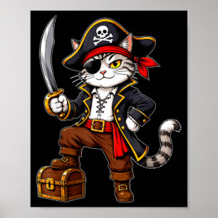 Piraat kat schattige halloween kostuum grappige gr poster