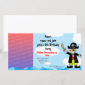 Piraat Kind Verjaardag Foto Uitnodiging Sjabloon (Voorkant / Achterkant)