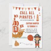 Piraat Kinderfeestje | Piratenthema Verjaardagsfe Kaart (Voorkant)