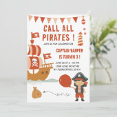 Piraat Kinderfeestje | Scheepspiraat Kaart (Staand voorkant)