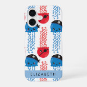 Piraat Kwallen, Kwallen Patroon, Je Naam iPhone 16 Hoesje (Achterkant)