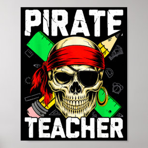 Piraat leraar grappige schedel  poster