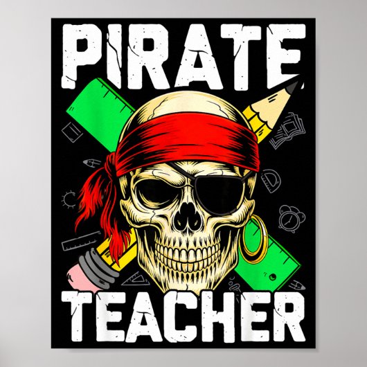 Piraat leraar grappige schedel poster (Voorkant)