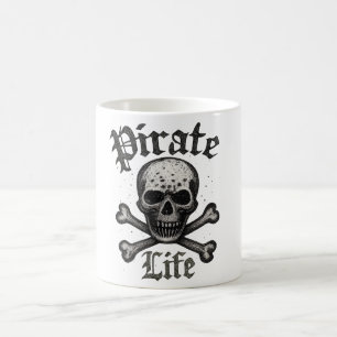 Piraat Leven Schedel & Kruisbeenderen Grunge Ontwe Koffiemok