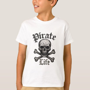 Piraat Leven Schedel & Kruisbeenderen Grunge Ontwe T-shirt