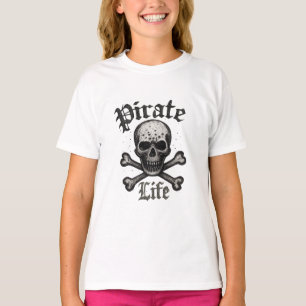 Piraat Leven Schedel & Kruisbeenderen Grunge Ontwe T-shirt