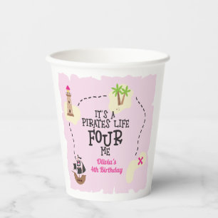 Piraat leven VOOR mij Roze Verjaardag Papieren Bekers