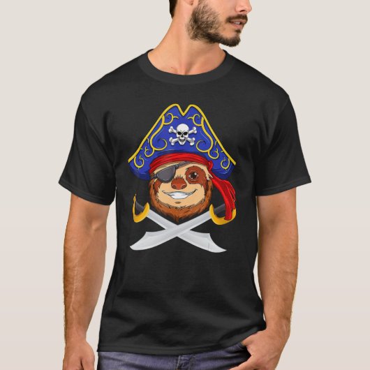 Piraat Luiaard Jolly Roger Halloween Kostuum Dag J T-shirt (Voorkant)