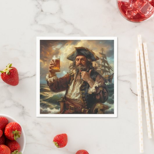 Piraat Man Grot Sigaar Bar Drank Cocktail Servet (Insitu)